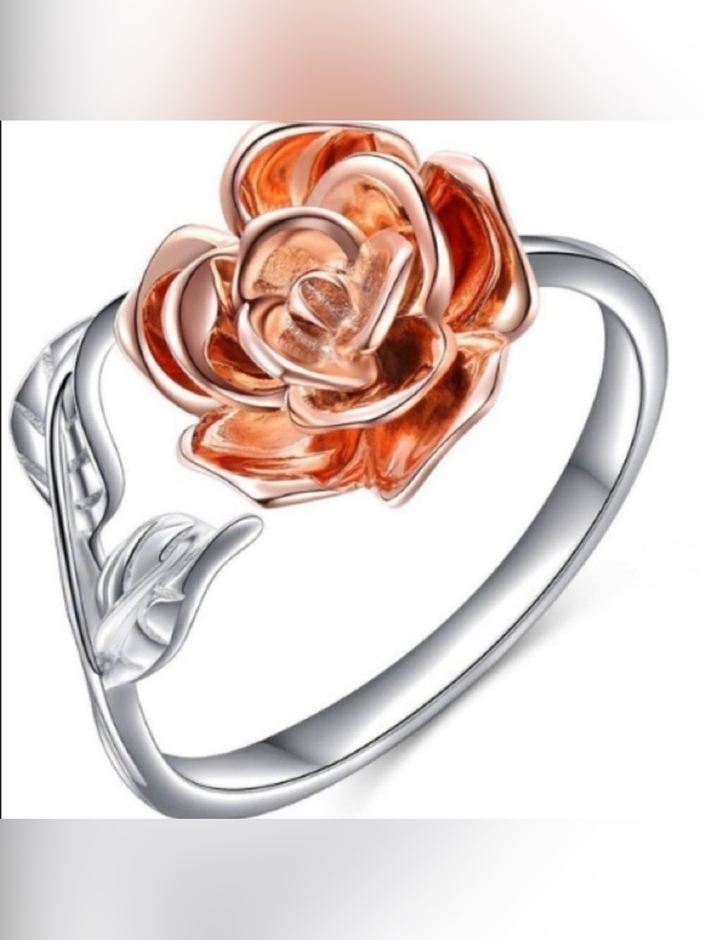 Rose Gold & Silver Floral Ring